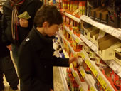 Pupil looking at the sweets