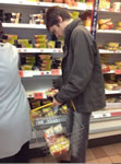 Student out shopping with shopping basket